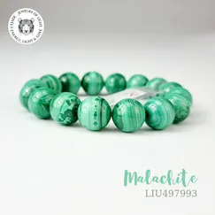 LIU497993 Trang sức đá phong thủy hộ mệnh bình an, vòng tay đá lông công Malachite 16ly CTjade