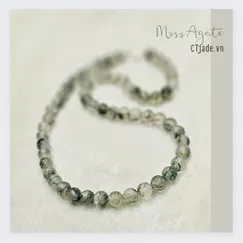 Mẫu 2304063 - Đá phong thủy mệnh mộc, mện hỏa vòng đeo cổ Băng ngọc thủy tảo Moss Agate | CTjade