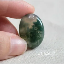 2310081 Mặt đá phong thủy may mắn, đá mã não rêu thiên nhiên CTjade.vn