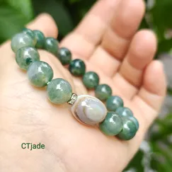 Mẫu số 2508111 Chuỗi hạt Lục Thạch Tủy, và Moss Agate chuỗi đá phong thủy hộ mệnh bình an, may mắn Saigonistar
