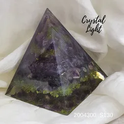 Mẫu 2004300 Kim Tự Tháp Đá Peridot và Thạch Anh Tím Crystal Light