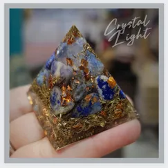 2205021M - Kim tự tháp phong thủy hộ mệnh 50mm, kim tự tháp sinh năng Orgonite đá Lapis Orgonite Crystal Light