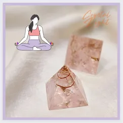 2303121 - 1 Cặp kim tự tháp sinh năng Orgonite đổ đá thạch anh hồng thiên nhiên, khí cụ hỗ trợ thiền - Crystal Light