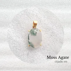 Mẫu 202204142 Mặt dây chuyền đá Moss Agate - Băng Ngọc Thủy Tảo thiên nhiên  | Trang sức cao cấp đá thiên nhiên CTjade