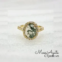 Mẫu 2404034 | Nhẫn đá Moss Agate - Băng Ngọc Thủy Tảo thiên nhiên  | Trang sức cao cấp đá thiên nhiên CTjade