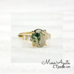 Mẫu 2404032 | Nhẫn đá Moss Agate - Băng Ngọc Thủy Tảo thiên nhiên  | Trang sức cao cấp đá thiên nhiên CTjade