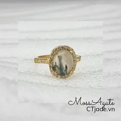 Mẫu 2404033 | Nhẫn đá Moss Agate - Băng Ngọc Thủy Tảo thiên nhiên  | Trang sức cao cấp đá thiên nhiên CTjade