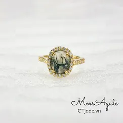 Mẫu 2404035 | Nhẫn đá Moss Agate - Băng Ngọc Thủy Tảo thiên nhiên  | Trang sức cao cấp đá thiên nhiên CTjade