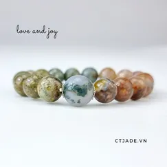 ST200696 Trang sức đá phong thủy hộ mệnh bình an, đá thiên nhiên, vòng tay Ocean Jasper thiên nhiên CTjade