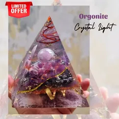 Mẫu P2006041 Orgonite kim tự tháp Amethyst sinh năng,  kim tự tháp phong thủy, kim tự tháp năng lượng Crystal Light