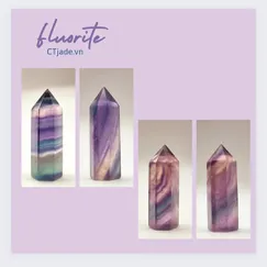 2211022 Trụ Fluorite sinh năng 4 - 4.5cm, mặt dây đeo cổ, trang sức đá phong thủy  CTjade