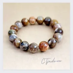 Mẫu 2211023 Trang sức đá phong thủy hộ mệnh, vòng tay gỗ hóa thạch thiên nhiên - CTjade