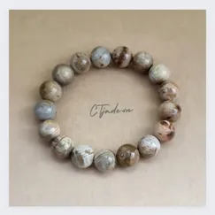 Mẫu 2211024 Trang sức đá phong thủy hộ mệnh, vòng tay gỗ hóa thạch thiên nhiên - CTjade