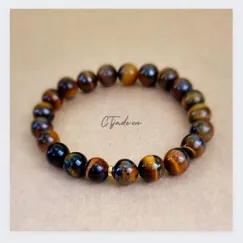 1212015 - Trang sức phong thủy hộ mệnh, Chuỗi đá Tiger Iron Thiên nhiên 8ly