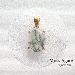 Mẫu 202204141 Mặt dây chuyền đá Moss Agate - Băng Ngọc Thủy Tảo thiên nhiên  | Trang sức cao cấp đá thiên nhiên CTjade