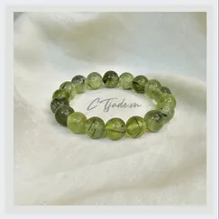 Mẫu 20091108, Trang sức đá phong thủy mệnh mộc, vòng tay đá Prehnite thiên nhiên CTjade