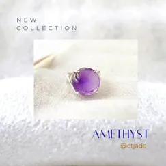 Mẫu 2203195 Nhẫn đá Thạch anh tím Amethyst, trang sức đá phong thủy CTjade