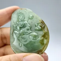 Mẫu P2108036  | Tượng Phật Quan thế âm bồ tát, Phổ Hiền Bồ Tát ngọc cẩm thạch CTjade