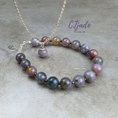 Combo Vòng Đá Thiên Nhiên Indian Agate 8ly tặng kèm Dây Chuyền Bạc | CTjade| Mẫu 2005104
