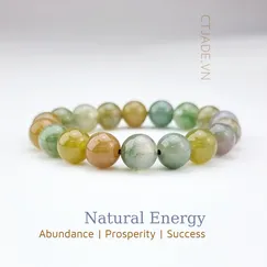 Mẫu 220614 Vòng tay may mắn đá Moss agate thiên nhiên CTjade