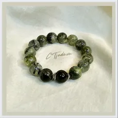 Mẫu 2106010 Vòng tay phong thủy may mắn đá Prehnite thiên nhiên CTjade