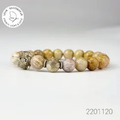 Trang sức đá phong thủy hộ mệng bình an, vòng tay đá San hô hóa thạch CTjade | Mẫu 2201125
