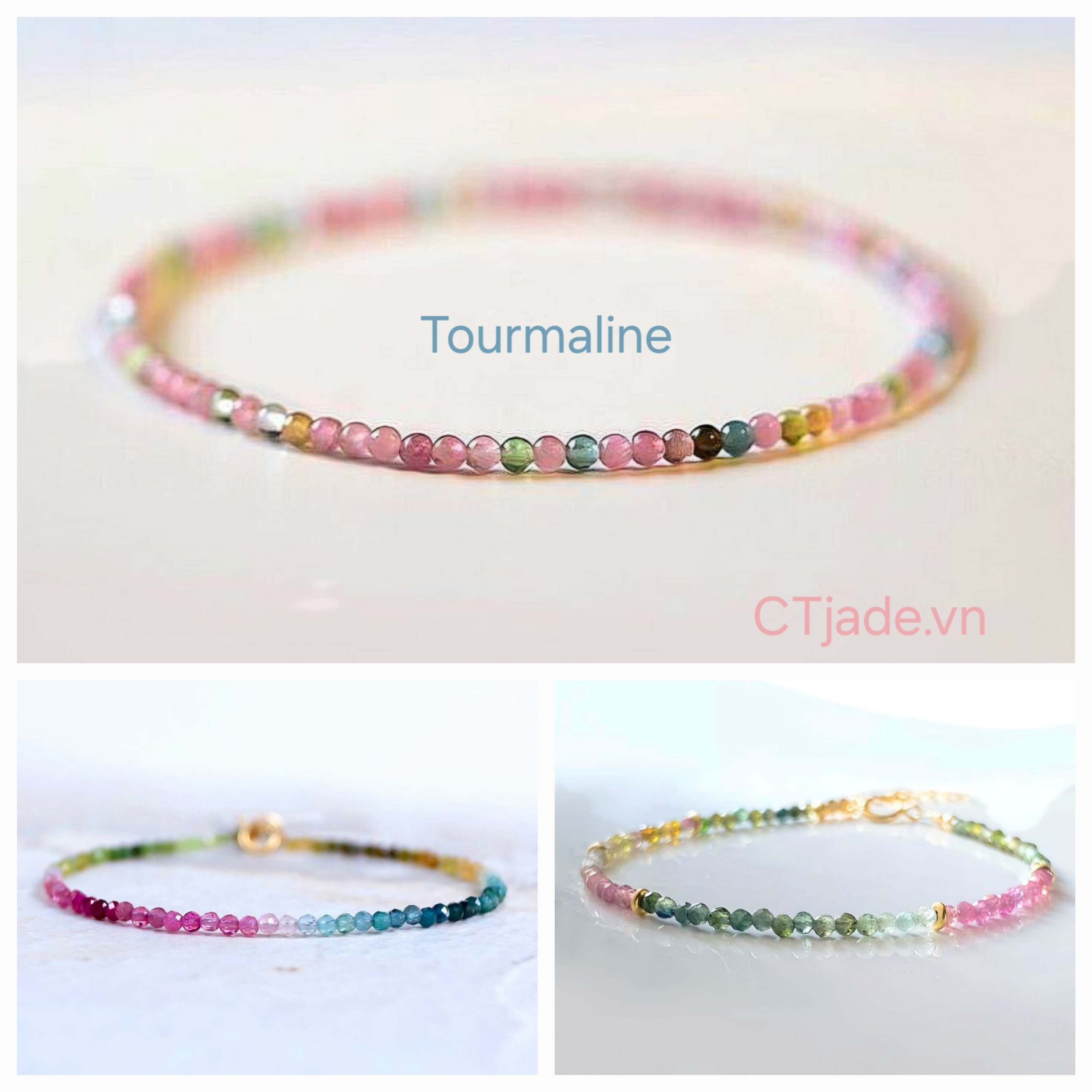 Mẫu vòng tay đá Tourmaline phổ biến Mẫu vòng tay đá Tourmaline phổ biến