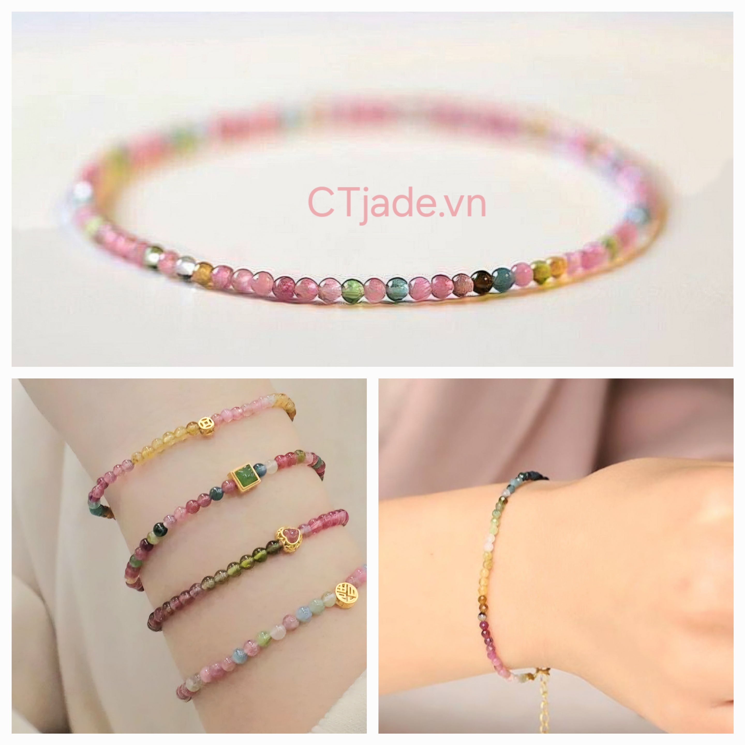 Mẫu vòng tay đá Tourmaline phổ biến Mẫu vòng tay đá Tourmaline phổ biến