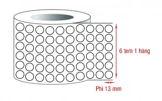 Decal in tem tròn phi 13mmx6x50m Decal in tem tròn phi 13mmx6x50m
