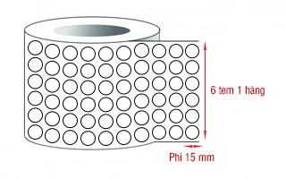 Decal in tem tròn phi 15mmx6x50m Decal in tem tròn phi 15mmx6x50m
