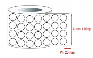 Decal in tem tròn phi 20mmx4x50m Decal in tem tròn phi 20mmx4x50m