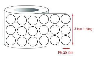 Decal in tem tròn phi 25mmx3x50m Decal in tem tròn phi 25mmx3x50m