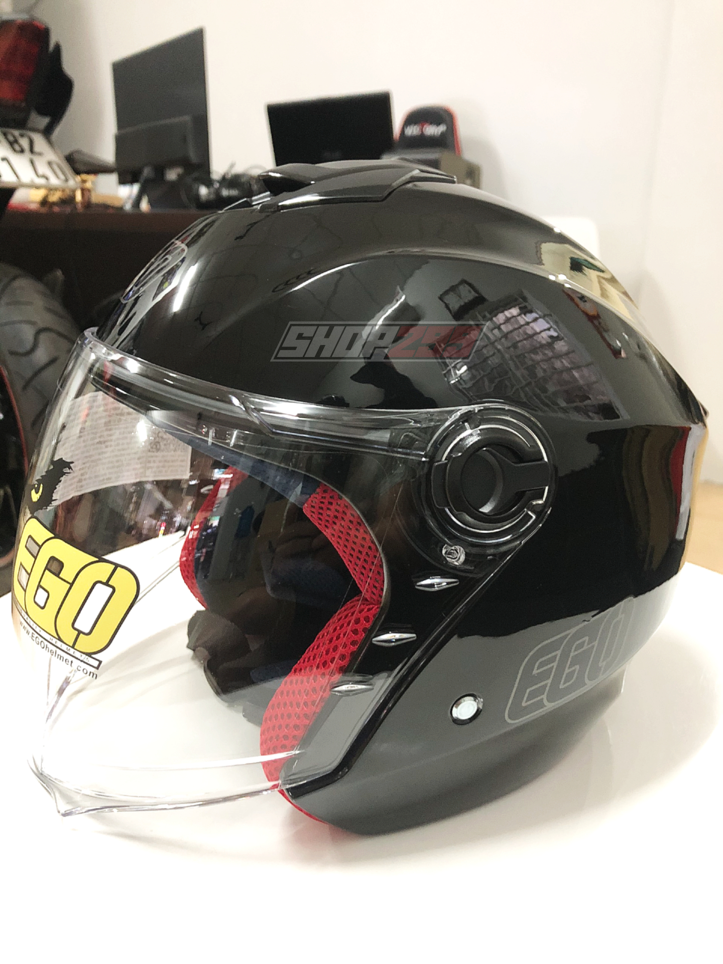 Mũ 3/4 EGO E-3 Đen Bóng Mũ 3/4 EGO E-3 Đen Bóng