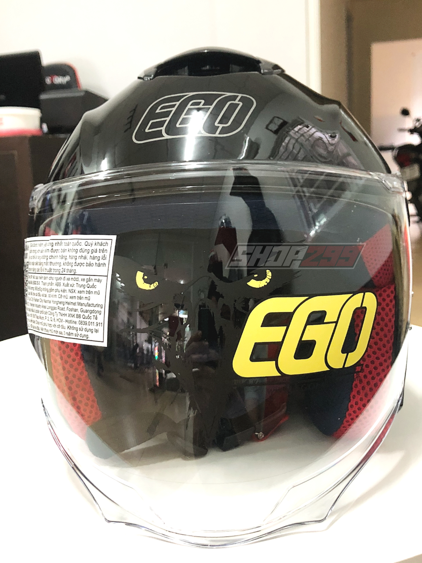 Thông khí phía trước Mũ 3/4 EGO E-3 Đen Bóng Thông khí phía trước Mũ 3/4 EGO E-3 Đen Bóng