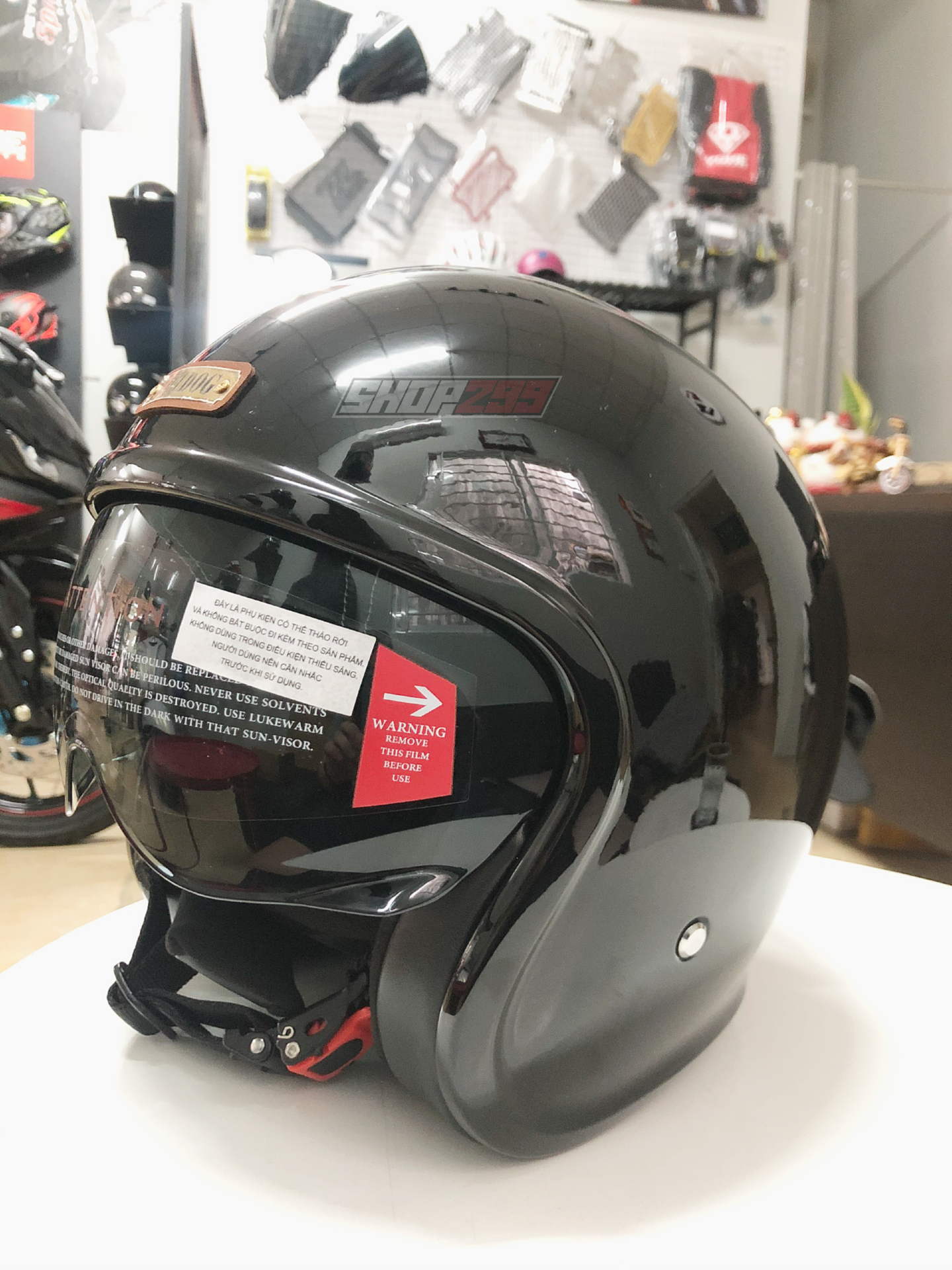 Kính phụ Mũ 3/4 Bulldog Beagle Đen Bóng Kính phụ Mũ 3/4 Bulldog Beagle Đen Bóng