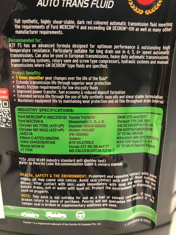 DẦU HỘP SỐ TỰ ĐỘNG PENRITE ATF FS (4L) DẦU HỘP SỐ TỰ ĐỘNG PENRITE ATF FS (4L)