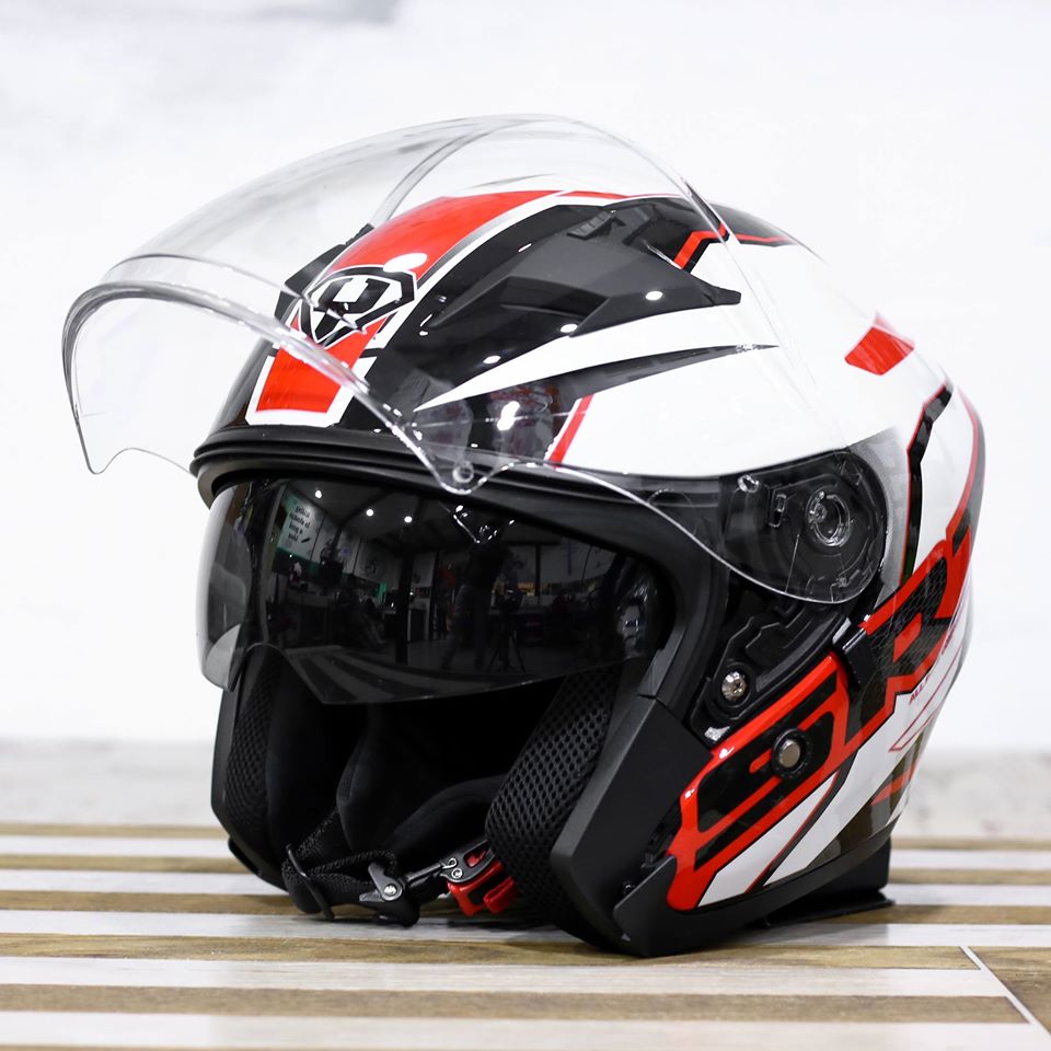 Mũ 3/4 Yohe 878 SRT Trắng Đỏ Mũ 3/4 Yohe 878 SRT Trắng Đỏ