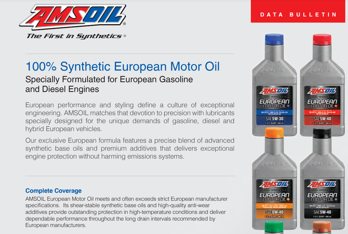 DẦU NHỚT TỔNG HỢP 100% NHẬP KHẨU MỸ AMSOIL EUROPEAN 5W30 - 3.78L DẦU NHỚT TỔNG HỢP 100% NHẬP KHẨU MỸ AMSOIL EUROPEAN 5W30 - 3.78L