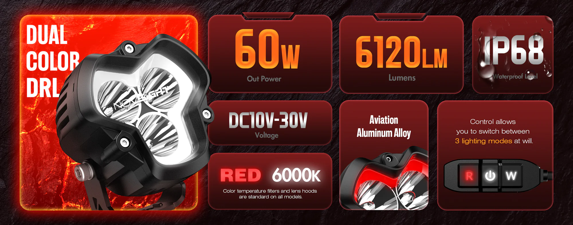 ĐÈN TRỢ SÁNG NOVSIGHT HALO SE SERIES 3'' - COMBINED BEAM (SPOT + FLOOD) 60W ĐÈN TRỢ SÁNG NOVSIGHT HALO SE SERIES 3'' - COMBINED BEAM (SPOT + FLOOD) 60W