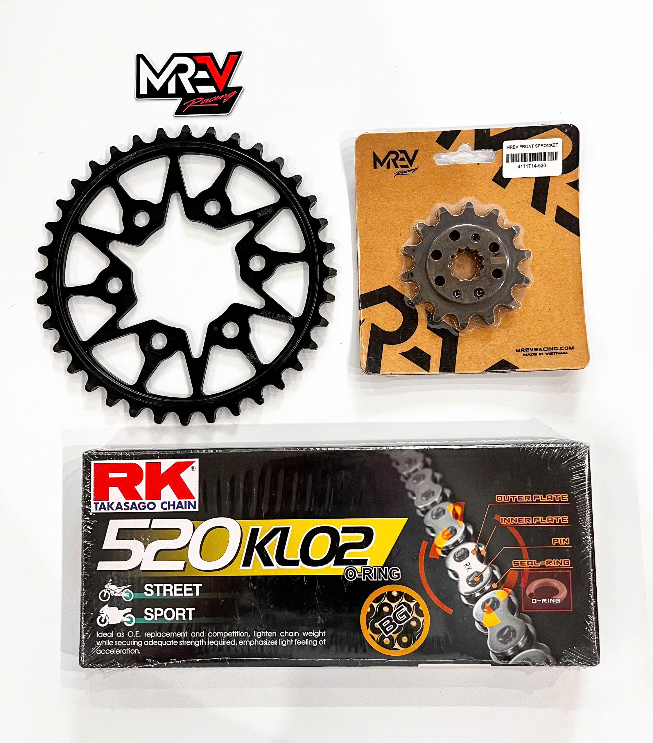 COMBO NHÔNG SÊN DĨA MREV CHO HONDA CB300R (NHÔNG DĨA THÉP MREV + SÊN RK 520 KLO2 VÀNG ĐEN) COMBO NHÔNG SÊN DĨA MREV CHO HONDA CB300R (NHÔNG DĨA THÉP MREV + SÊN RK 520 KLO2 VÀNG ĐEN)