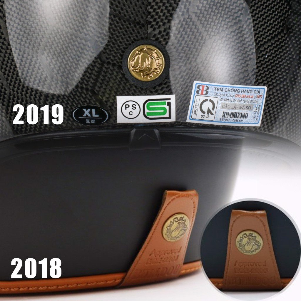 Mặt sau Mũ 3/4 Bulldog Heli Carbon Medusa Mặt sau Mũ 3/4 Bulldog Heli Carbon Medusa