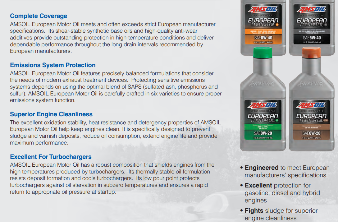 DẦU NHỚT TỔNG HỢP 100% NHẬP KHẨU MỸ AMSOIL EUROPEAN 0W20 - 1 QUART (946ml) DẦU NHỚT TỔNG HỢP 100% NHẬP KHẨU MỸ AMSOIL EUROPEAN 0W20 - 1 QUART (946ml)