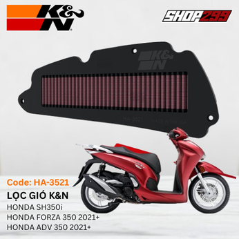 LỌC GIÓ K&N HA-3521 CHO HONDA SH350i / FORZA 350 2021+ / ADV350