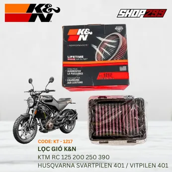 LỌC GIÓ K&N KT-1217 CHO KTM RC 125 200 250 390 / HUSQVARNA SVARTPILEN 401