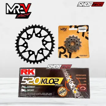 COMBO NHÔNG SÊN DĨA MREV CHO HONDA CB300R (NHÔNG DĨA THÉP MREV + SÊN RK 520 KLO2 VÀNG)