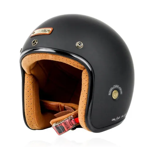 Mũ 3/4 Bulldog Heli Fiberglass Đen Nhám
