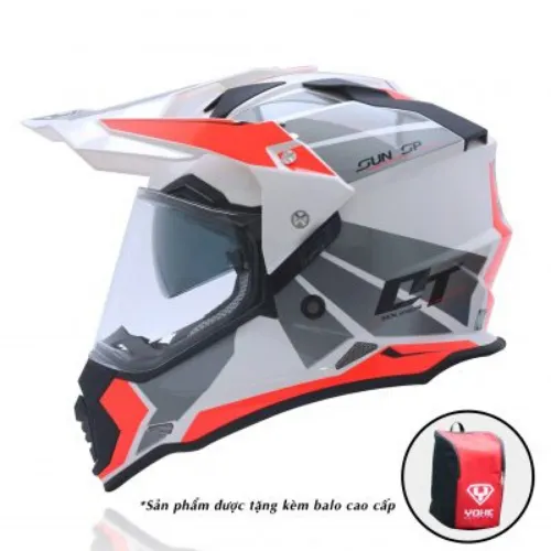 Mũ Dual Sport Yohe 632A Adventure Trắng Đỏ