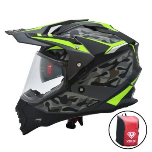 Mũ Dual Sport Yohe 632A Adventure Fluo Xanh Lá Nhám
