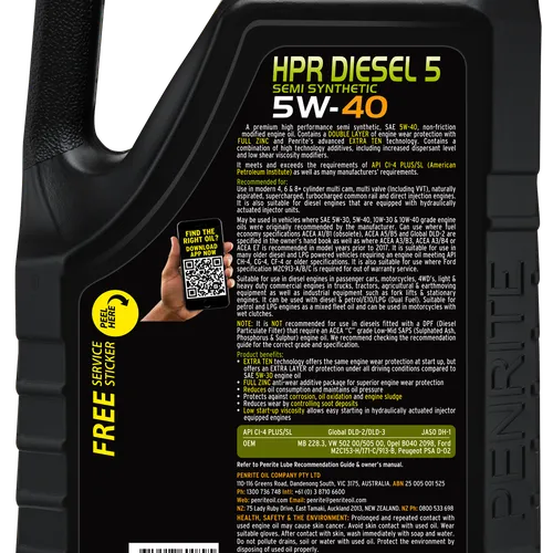 NHỚT PENRITE HPR DIESEL 5 5W40 - 5L