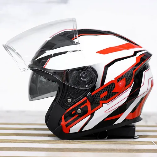 Mũ 3/4 Yohe 878 SRT Trắng Đỏ